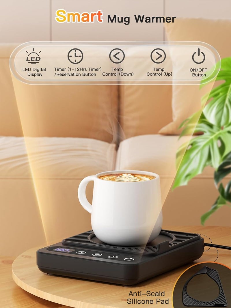 Misby Coffee Warmer, Mug Warmer for Desk with 6 Temp Settings, 12H Timer, Auto Shut Off Coffee Cup Warmer,Smart Coffee Gifts Coffee Warmer Plate Keeps Hot, Fresh for Coffee, Tea, Milk, Beverage,Black - Image 5